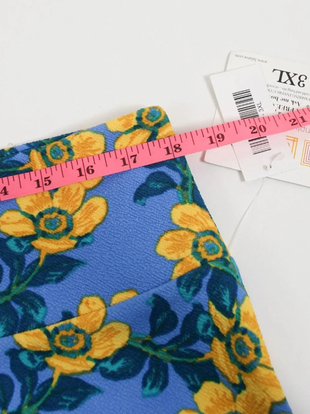 LuLaRoe Cassie Pencil Skirt 3XL Blue Yellow Floral NWT